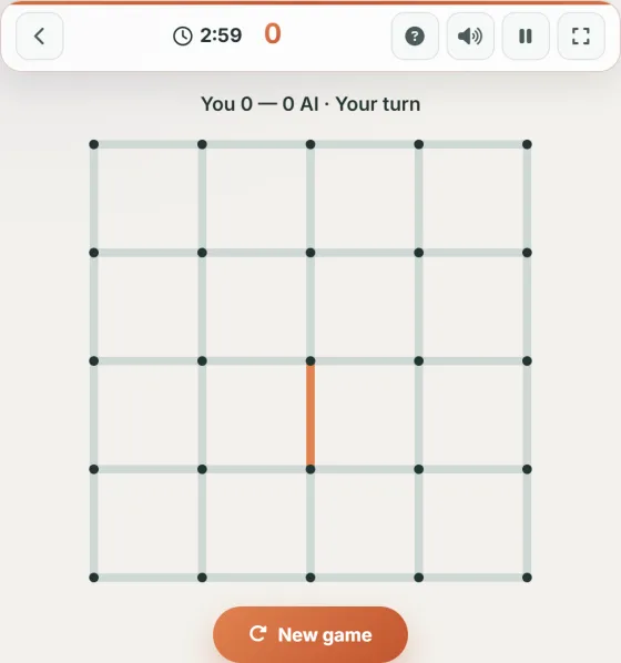 Dots and Boxes — live gameplay
