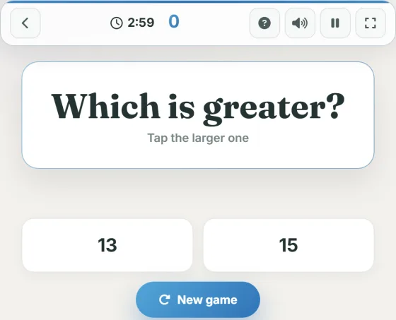 Greater or Smaller — live gameplay