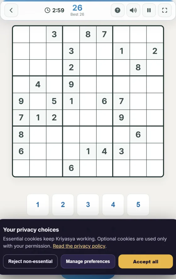 Killer Sudoku — live gameplay
