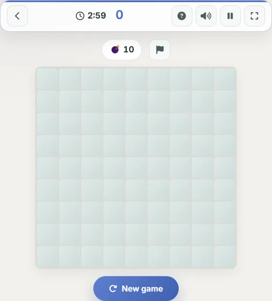 Minesweeper — live gameplay