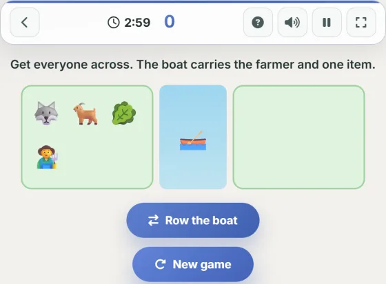 River Crossing Puzzle — live gameplay