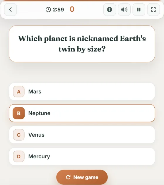 Science Quiz — live gameplay