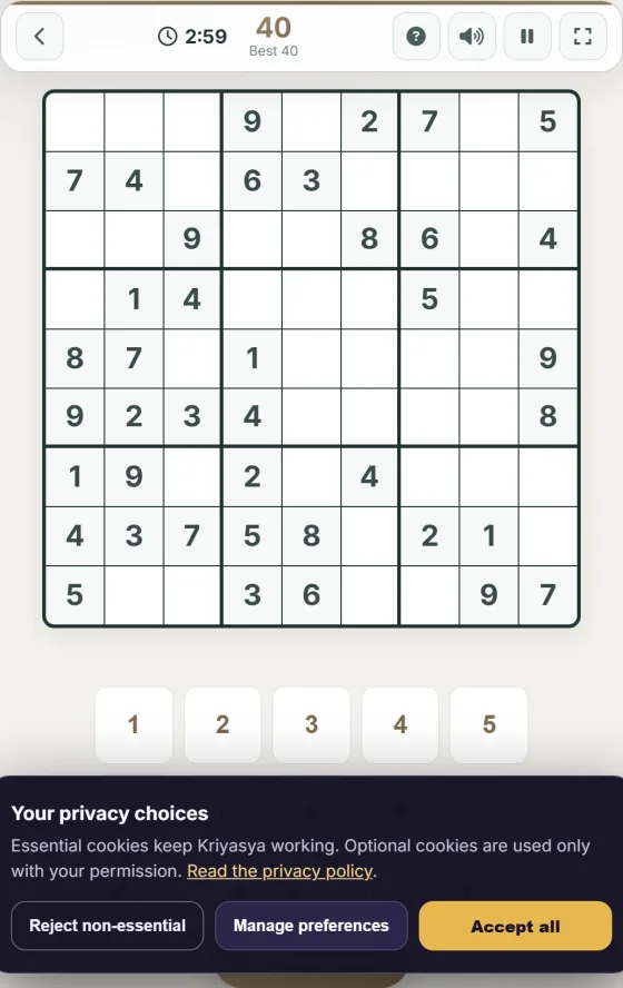 Slow Sudoku — live gameplay