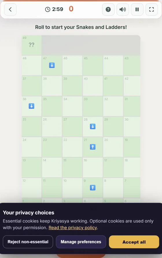 Snakes and Ladders — live gameplay