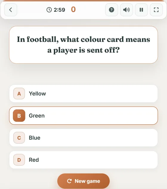 Sports Quiz — live gameplay