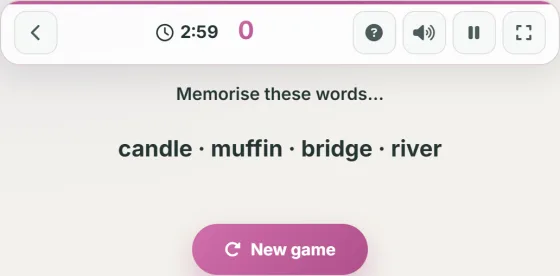 Word Recall — live gameplay